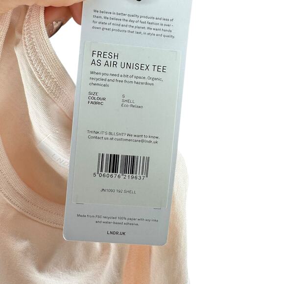 LNDR Fresh As Air Unisex Tee T-Shirt Size Small NWT Shell Cream Embroidered Top - Picture 5 of 7